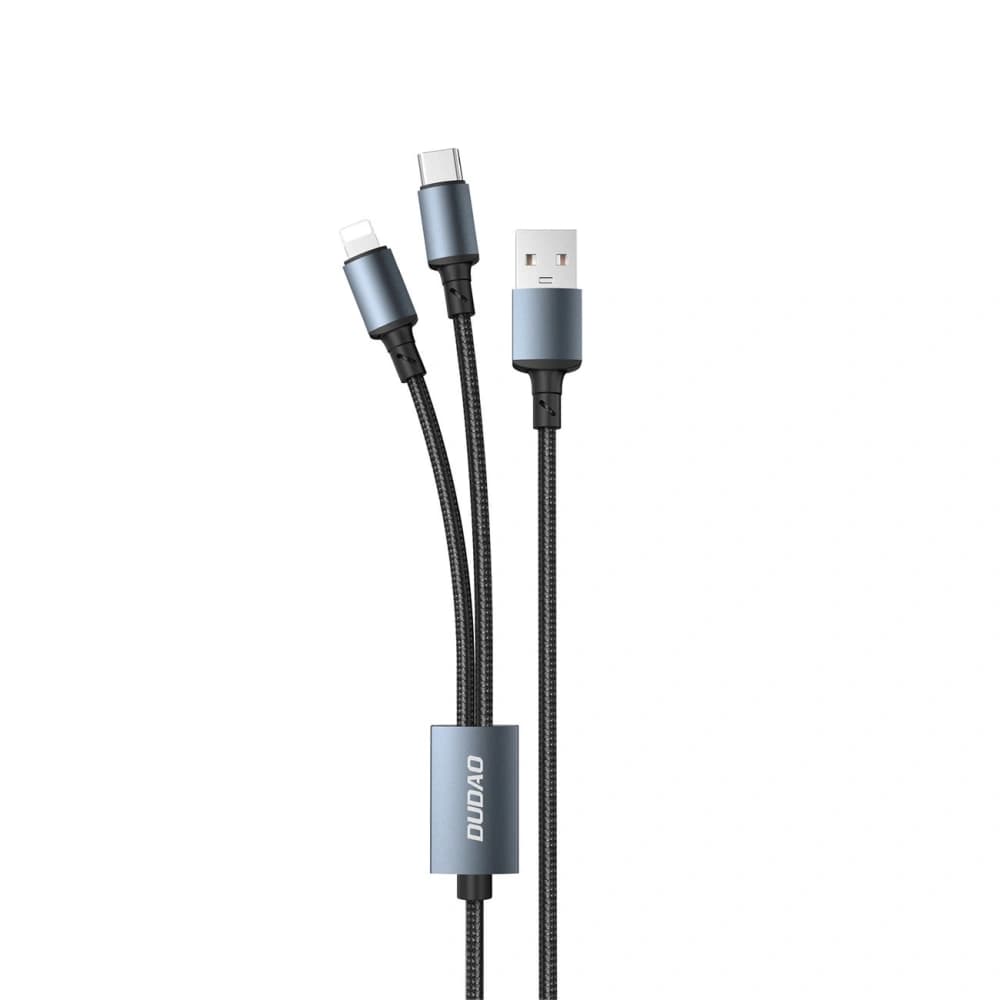 Kabel Dudao 2w1 USB-A - USB-C / Lightning 6A černý (TGL2) - 1
