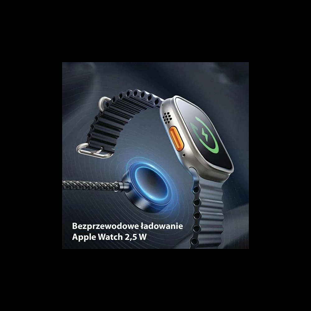 Kábel 3w1 AWEI W23 USB-C 100W / Lightning 10W / Watch 2.5W fekete/black - 4