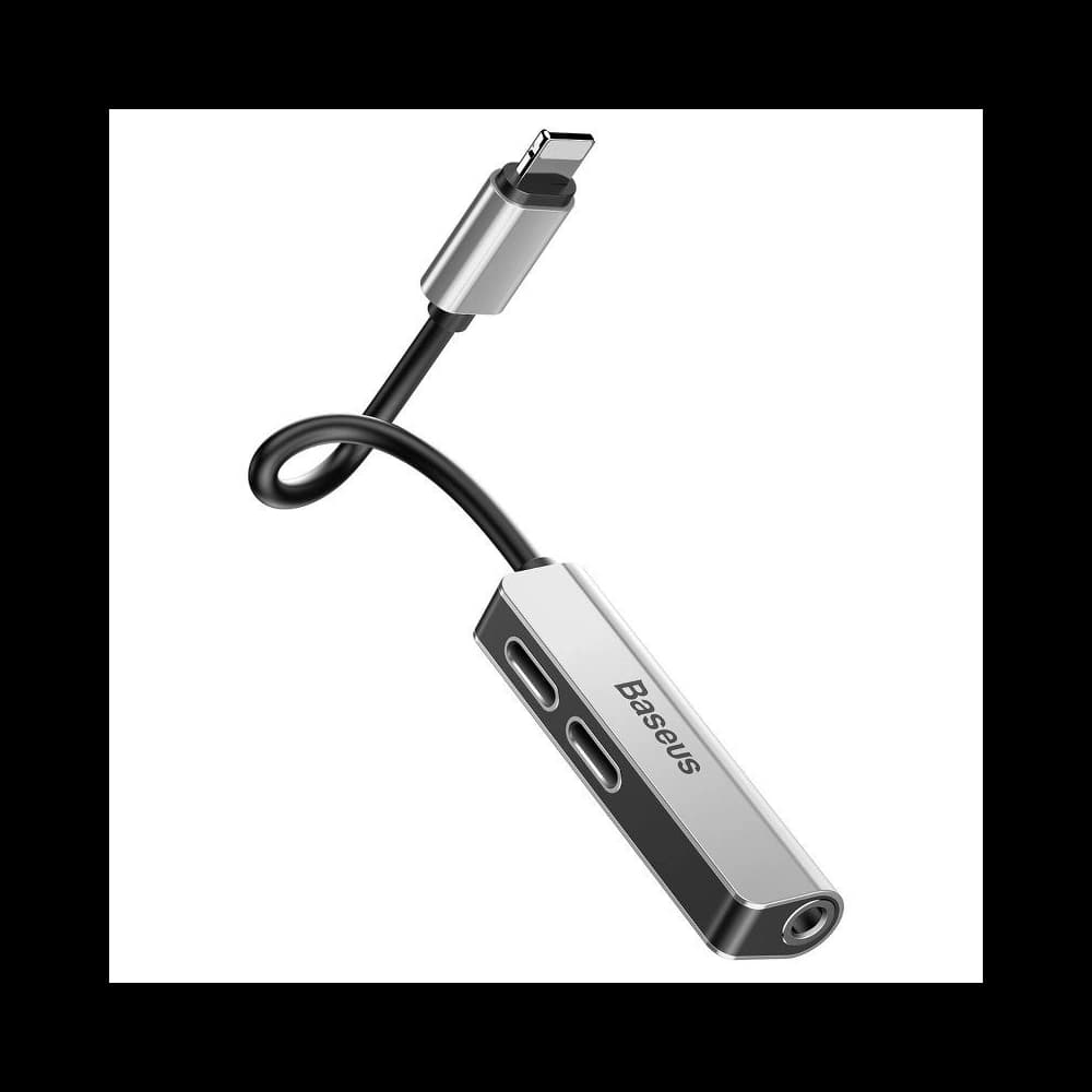 Adapter Audio Baseus L52 Lightning to Mini Jack 3.5mm i 2x Lightning Silver - 3