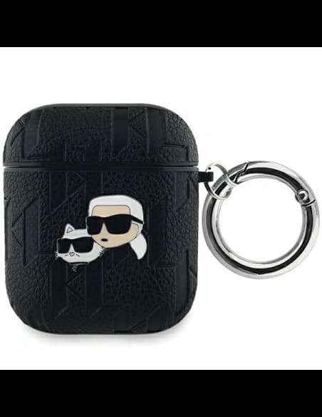 Etui Karl Lagerfeld KLA2PGKCPK Apple AirPods 1/2 borító Monogram Karl & Choupette Head fekete/black