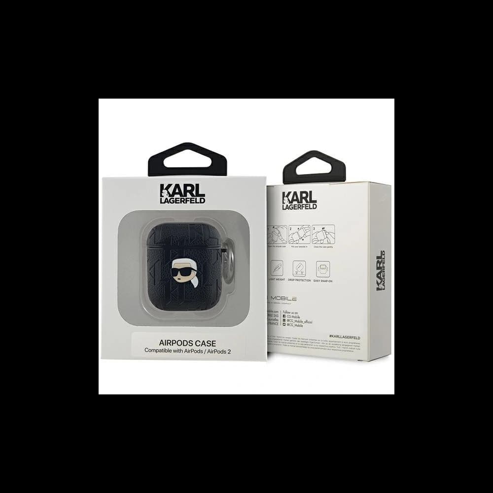 Etui Karl Lagerfeld KLA2PGKIPK Apple AirPods 1/2 tok Monogram Karl Head fekete/black - 3