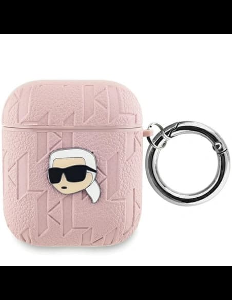 Etui Karl Lagerfeld KLA2PGKIPP Apple AirPods 1/2 borító Monogram Karl Head rózsaszín/pink