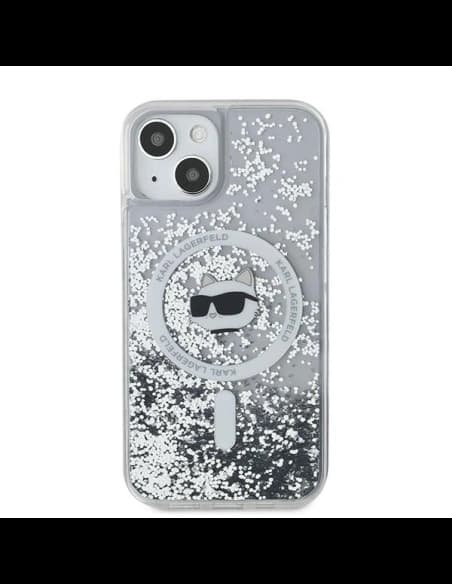 Etui Karl Lagerfeld KLHMN61LGCHSGH Apple iPhone 11 / XR tvrdý obal Liquid Glitter Choupette Head Magsafe transparentní