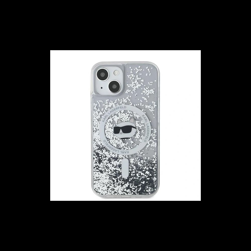 Etui Karl Lagerfeld KLHMN61LGCHSGH Apple iPhone 11 / XR tvrdý obal Liquid Glitter Choupette Head Magsafe transparentní - 1