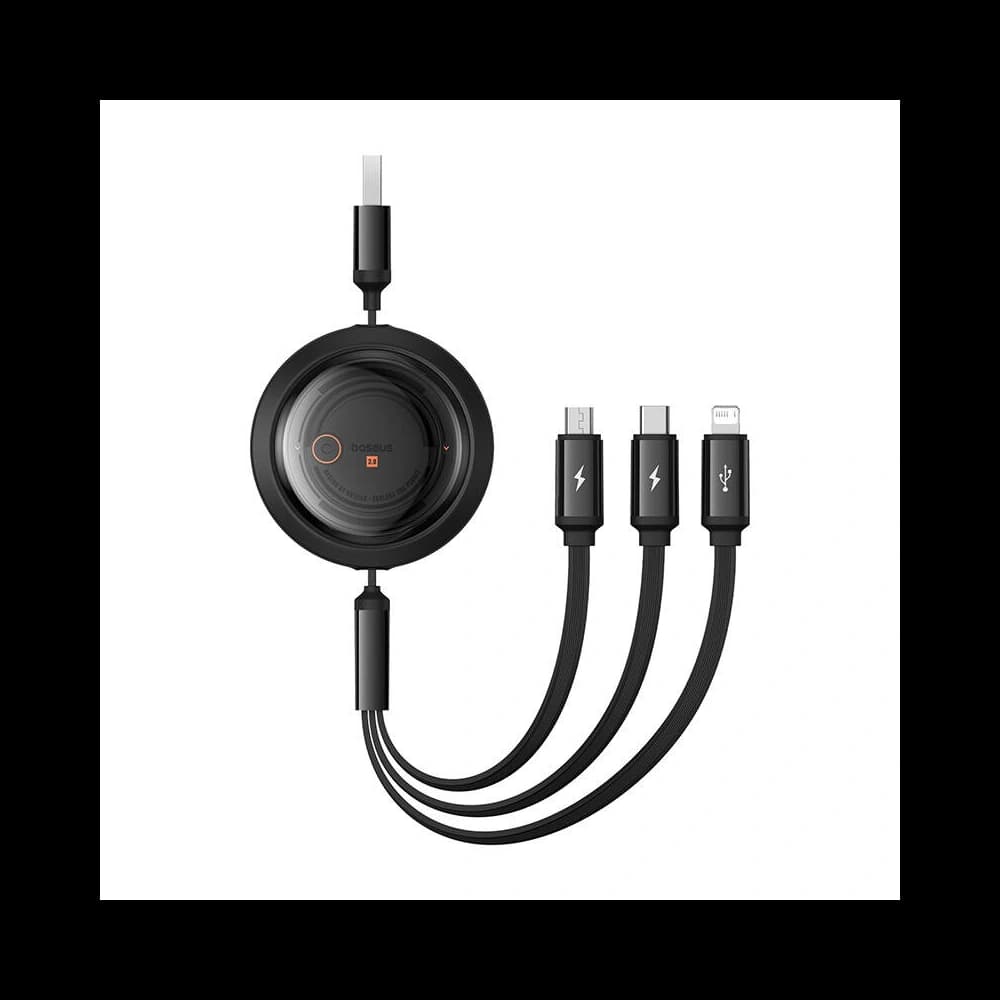 Kábel 3w1 Baseus Free2Draw USB-A / micro USB, Lightning, USB-C 3.5A 1.1m fekete - 1