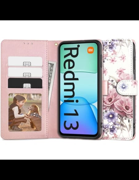 Etui Tech-Protect Wallet Xiaomi Redmi 13 Virágzó virág
