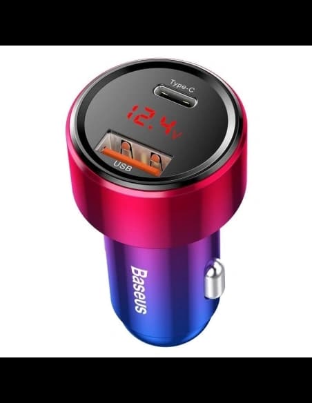 Autonabíječka Baseus Magic USB + USB-C QC 4.0 PD 45W (červená-modrá)