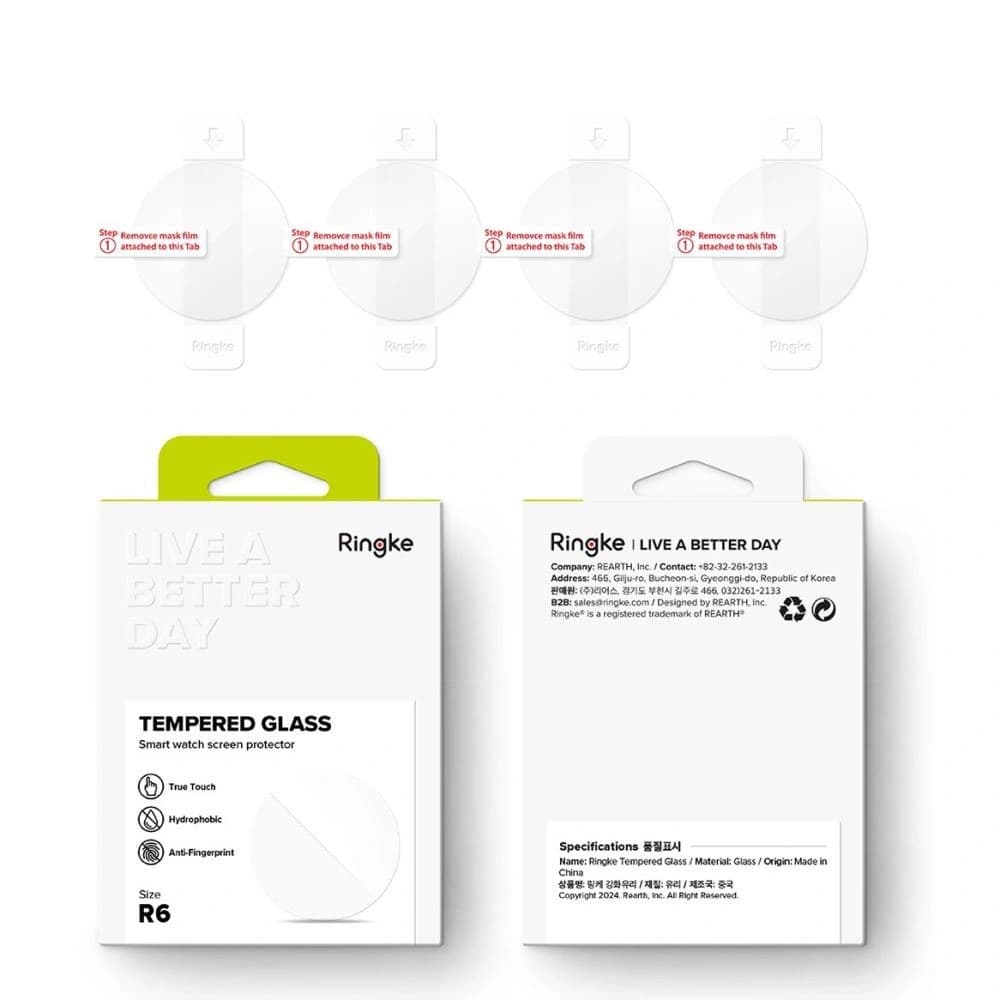 Tvrzené sklo Ringke Tempered Glass Samsung Galaxy Watch 4 / 5 / 6 / 7 44mm Clear [4 PACK] - 9