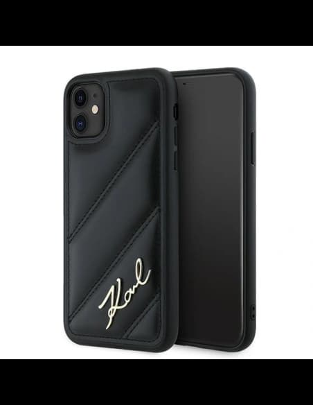 Etui Karl Lagerfeld KLHCN61PQDSMGK Apple iPhone 11 / XR hardcase Diagonal Quilted Script černý/black