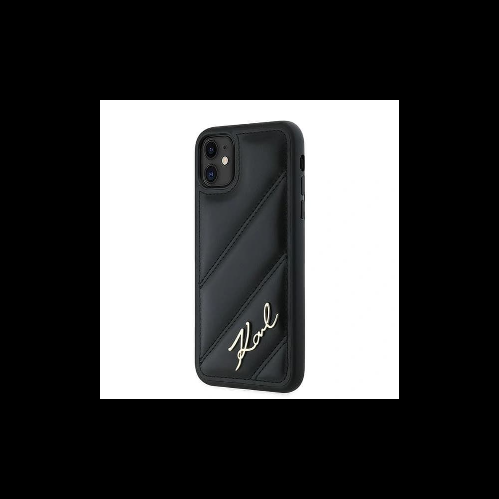Etui Karl Lagerfeld KLHCN61PQDSMGK Apple iPhone 11 / XR hardcase Diagonal Quilted Script černý/black - 2