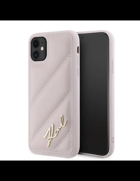 Etui Karl Lagerfeld KLHCN61PQDSMGP Apple iPhone 11 / XR hardcase Diagonal Quilted Script růžový/pink