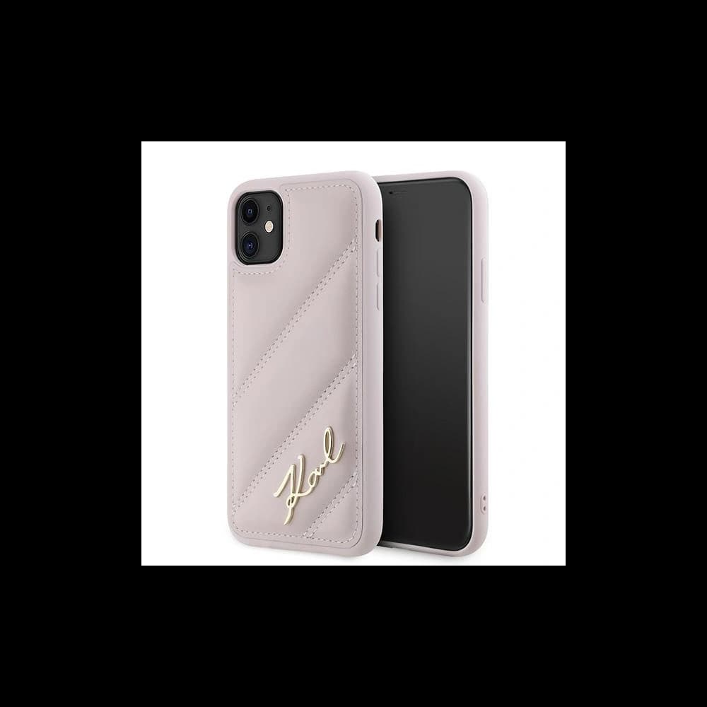 Karl Lagerfeld KLHCN61PQDSMGP Apple iPhone 11 / XR hardcase Diagonal Quilted Script pink - 1