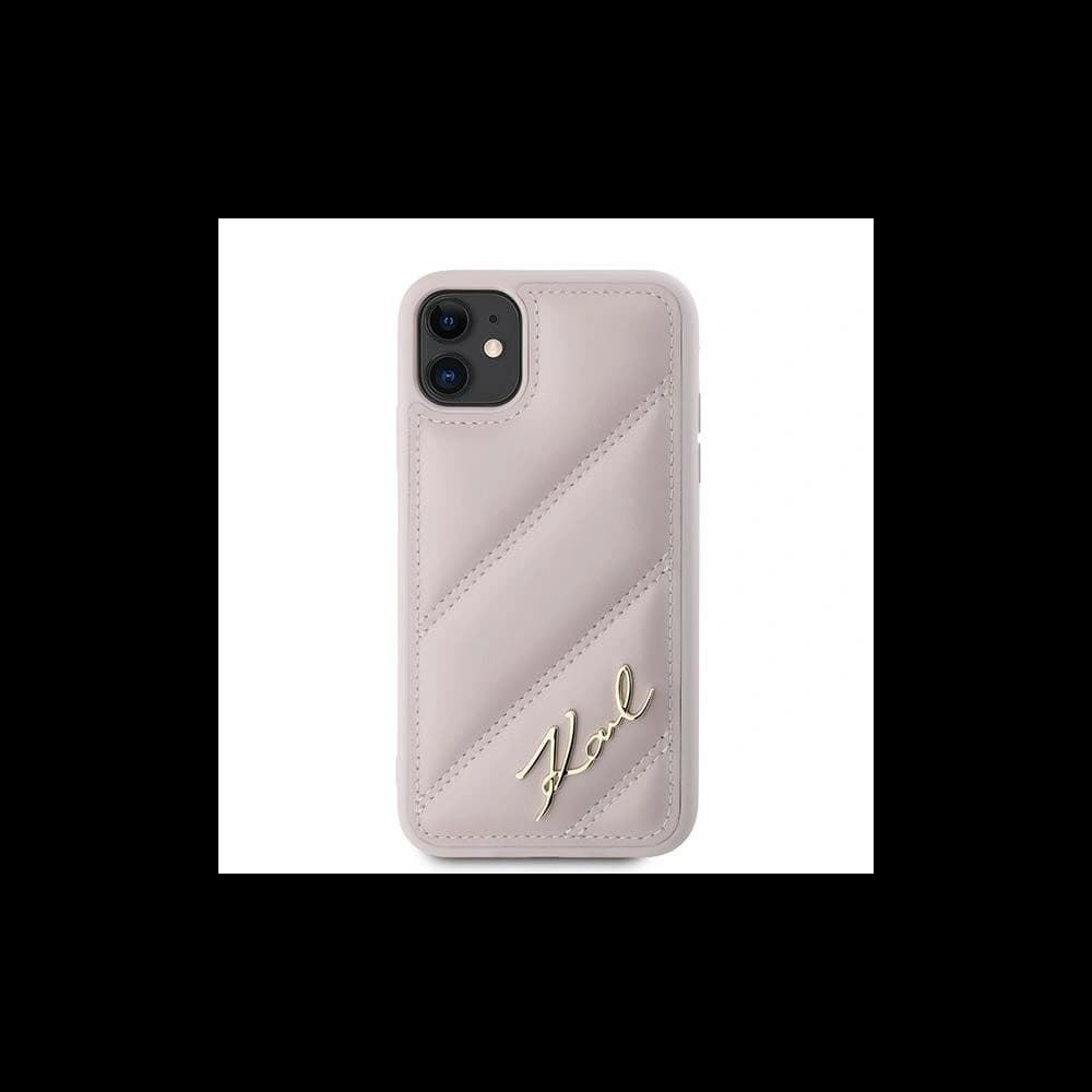 Karl Lagerfeld KLHCN61PQDSMGP Apple iPhone 11 / XR hardcase Diagonal Quilted Script pink - 3