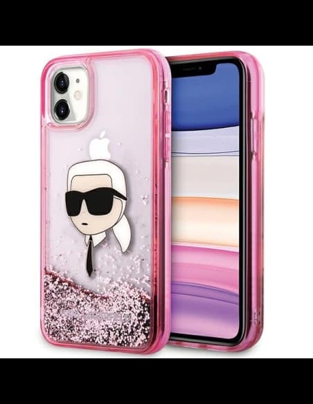 Etui Karl Lagerfeld KLHCN61LNKHCP Apple iPhone 11/XR hardcase Glitter Karl Head růžový/pink