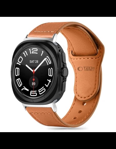 Pasek Tech-Protect Leatherfit Samsung Galaxy Watch Ultra 47mm Maro