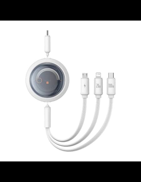 Kábel Baseus Free2Draw 3w1 USB-C / USB-C, Lightning, MicroUSB 100W 1.1m fehér