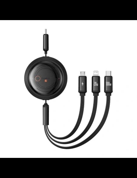 Kábel Baseus Free2Draw 3w1 USB-C / USB-C, Lightning, MicroUSB 100W 1.1m fekete