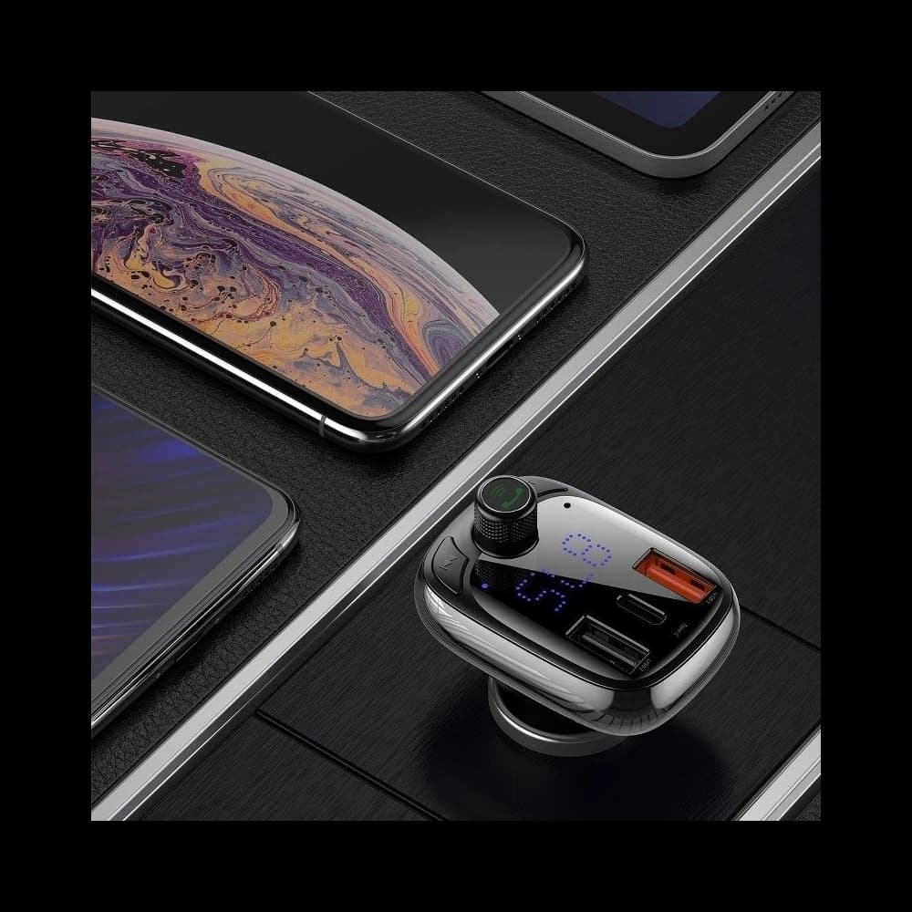 FM adó Baseus T típusú Bluetooth 5.0, 2xUSB, USB-C, PD, QC 3.0, microSD - 6