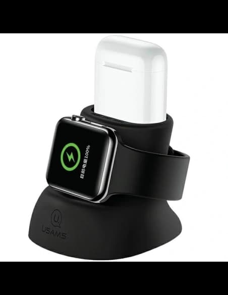 USAMS 2-in-1 stand for Apple Watch and AirPods black