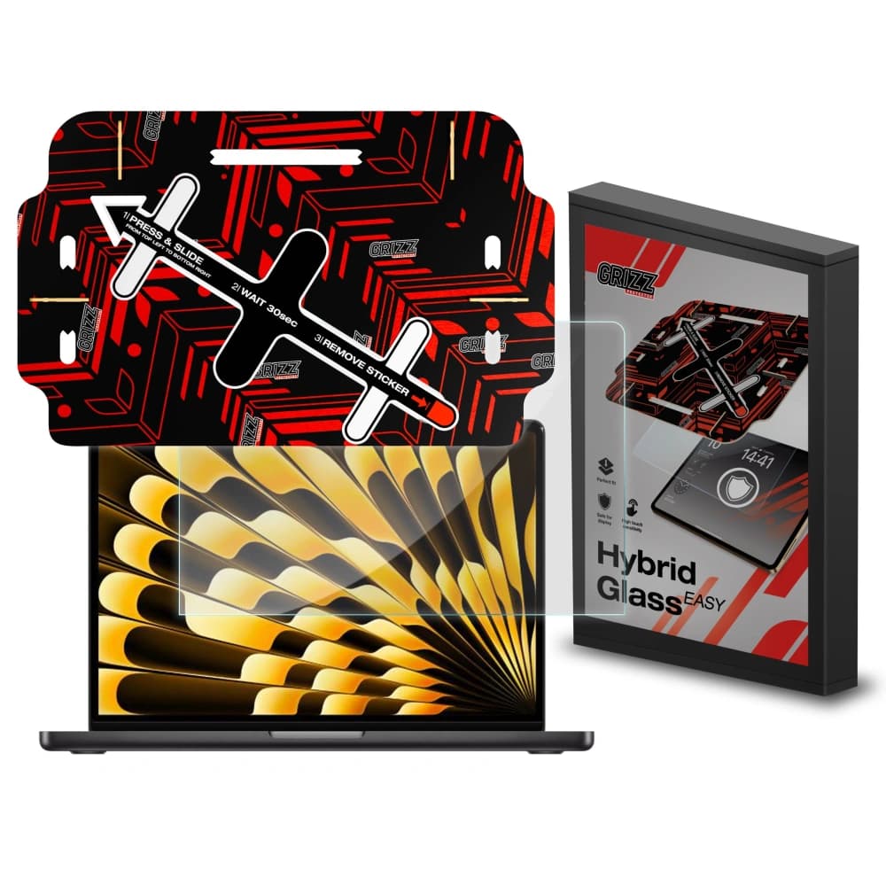 Hybridní sklo GrizzGlass HybridGlass Easy pro Apple MacBook Air 13" 2023 - 1