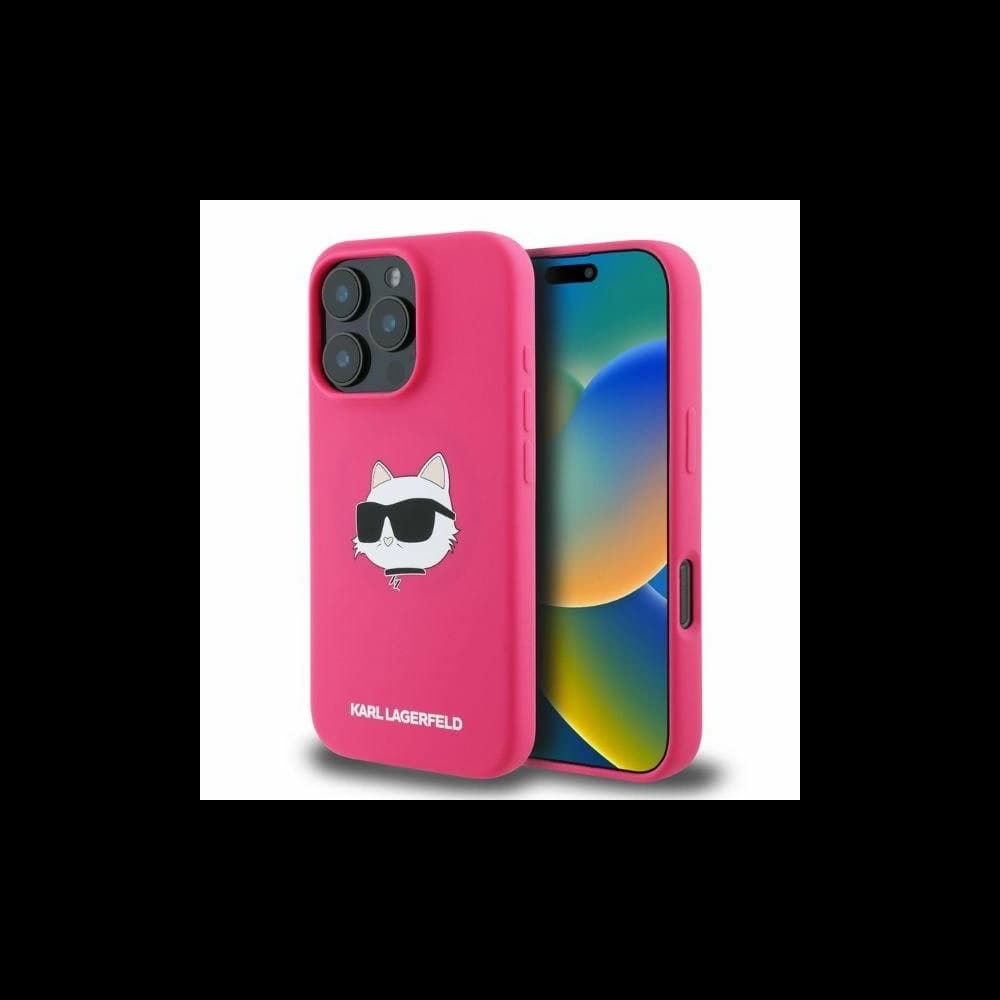 Case Karl Lagerfeld KLHMP16LSCHPPLF Apple iPhone 16 Pro hardcase Silicone Choupette Head Print MagSafe fuchsia - 1