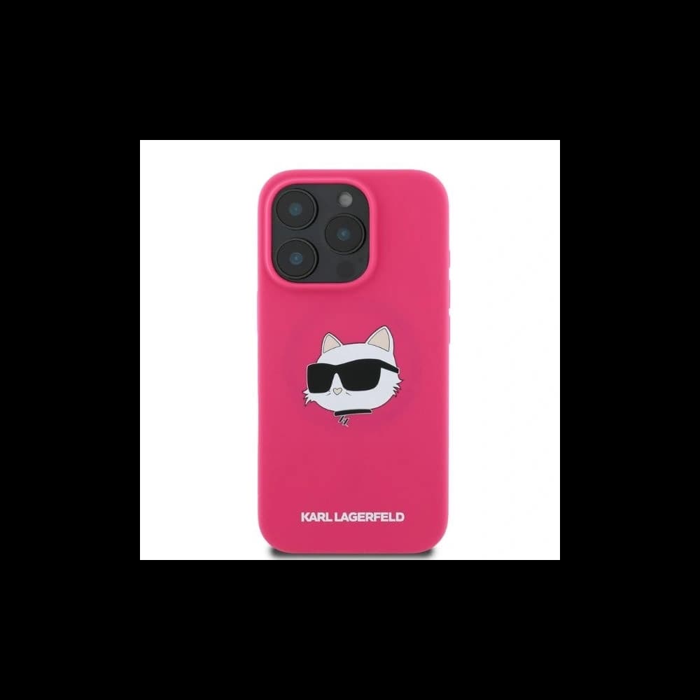 Case Karl Lagerfeld KLHMP16LSCHPPLF Apple iPhone 16 Pro hardcase Silicone Choupette Head Print MagSafe fuchsia - 3