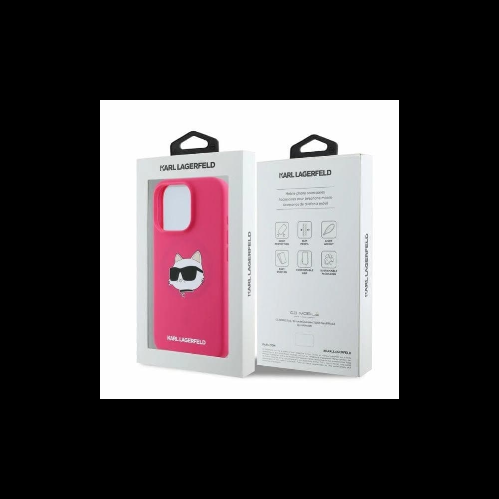 Case Karl Lagerfeld KLHMP16LSCHPPLF Apple iPhone 16 Pro hardcase Silicone Choupette Head Print MagSafe fuchsia - 4