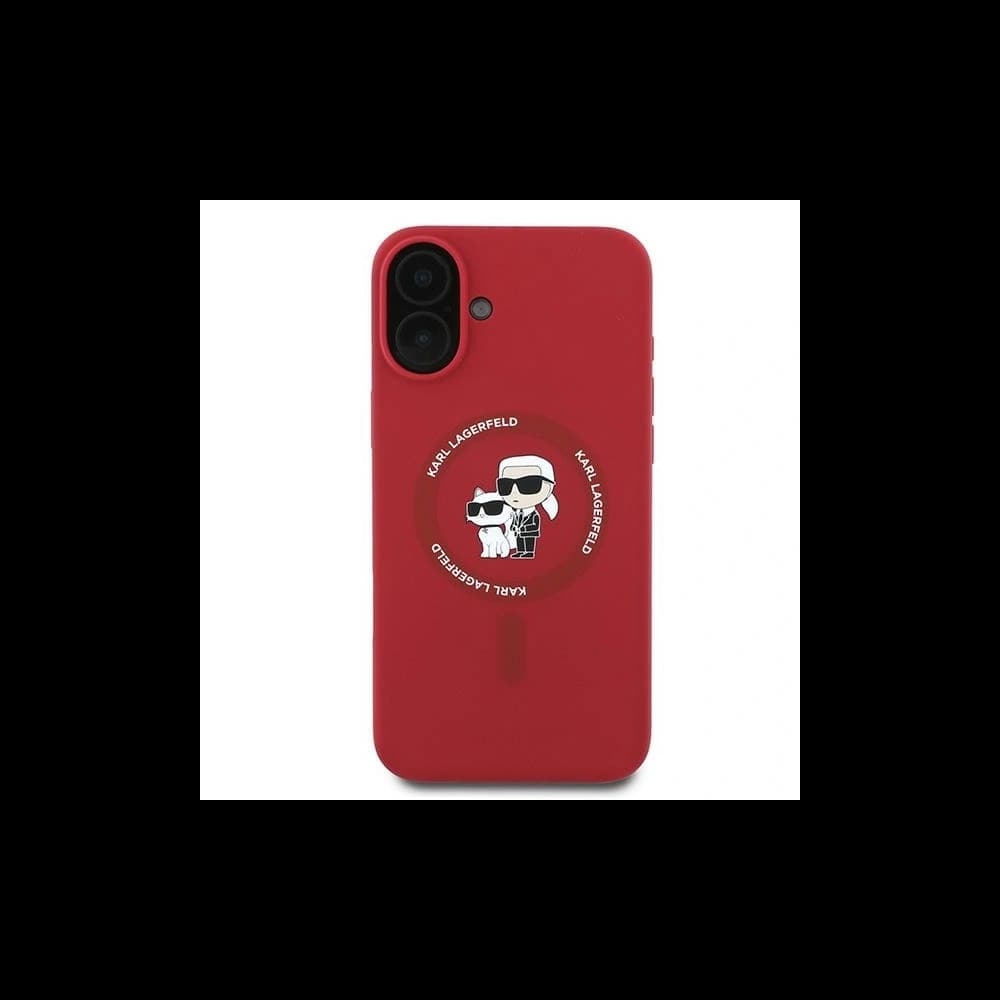 Eset Karl Lagerfeld KLHMP16MSCMKCRHR Apple iPhone 16 Plus keménytok Szilikon Karl&Choupette Fejek Gyűrű MagSafe piros - 3