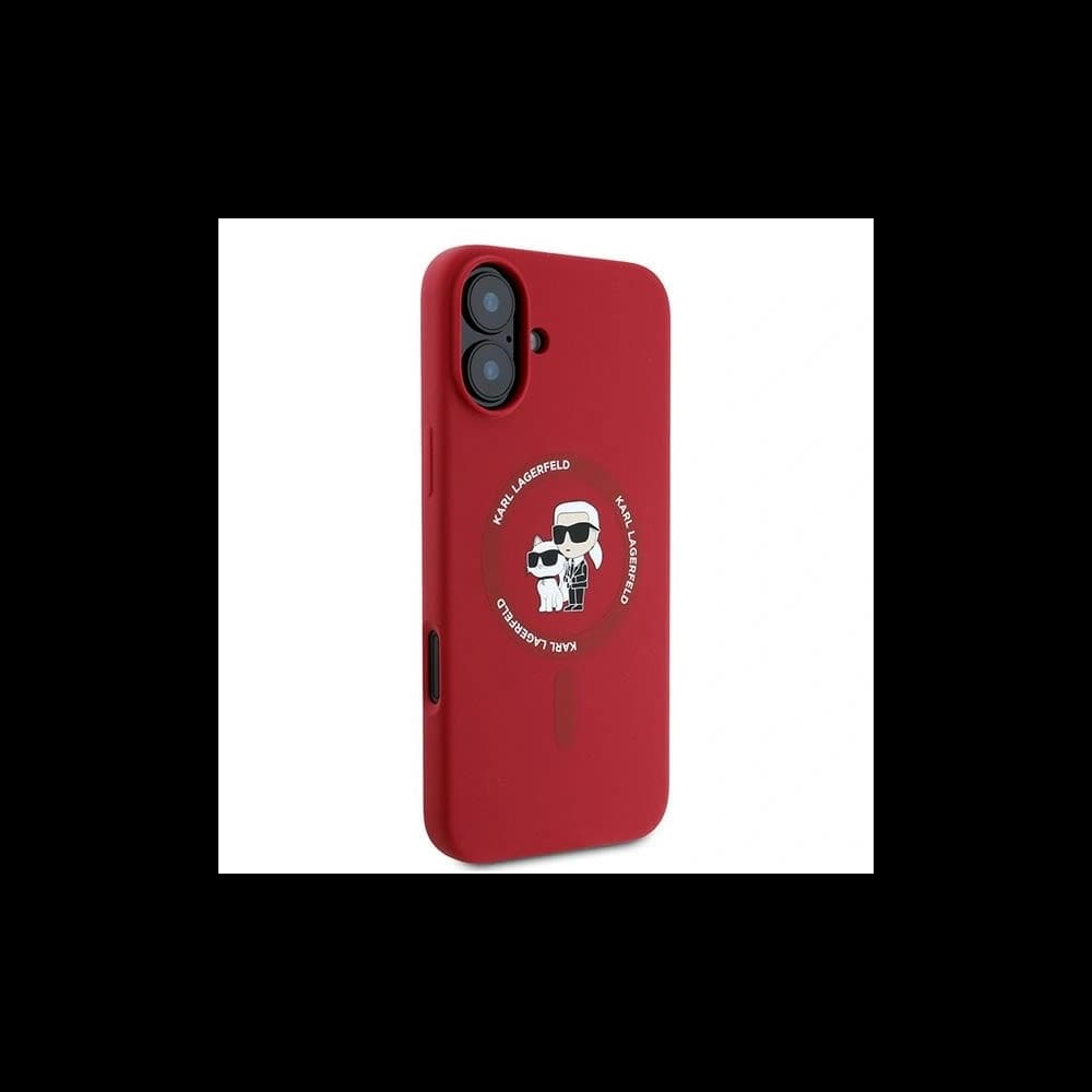 Eset Karl Lagerfeld KLHMP16MSCMKCRHR Apple iPhone 16 Plus keménytok Szilikon Karl&Choupette Fejek Gyűrű MagSafe piros - 4
