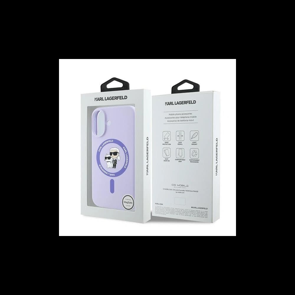 Case Karl Lagerfeld KLHMP16MSCMKCRHU Apple iPhone 16 Plus hardcase Silicone Karl&Choupette Heads Ring MagSafe purple - 8