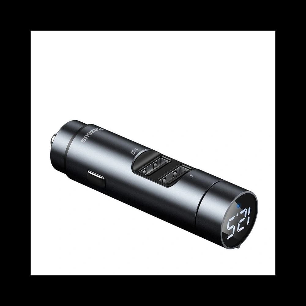 Transmiter FM Baseus Energy Column, Bluetooth 5.0, 2x USB, 3.1A (šedý) - 3