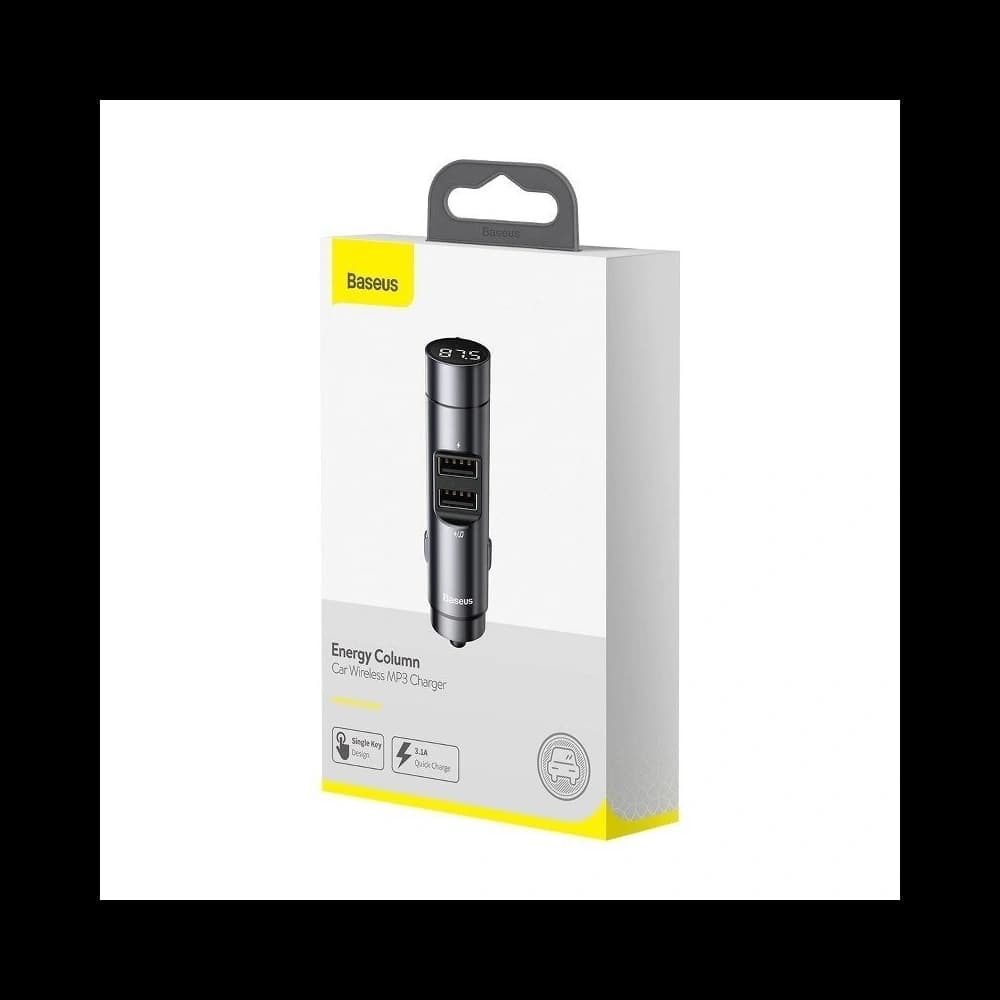 Transmiter FM Baseus Energy Column, Bluetooth 5.0, 2x USB, 3.1A (šedý) - 8