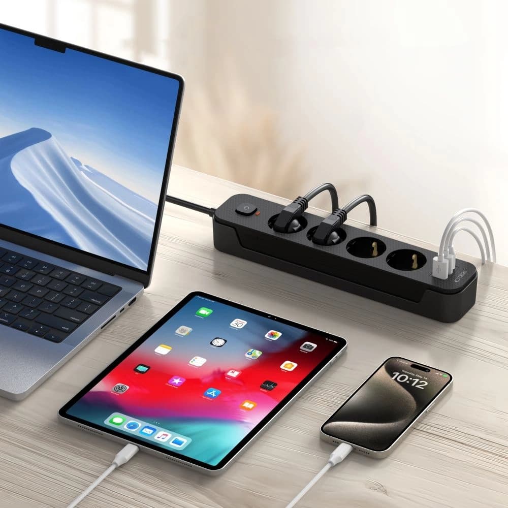 Tech-Protect PCL4X3 Napájecí zásuvka Dlouhá 2xUSB-A, USB-C, 4xAC 200cm Černá - 6