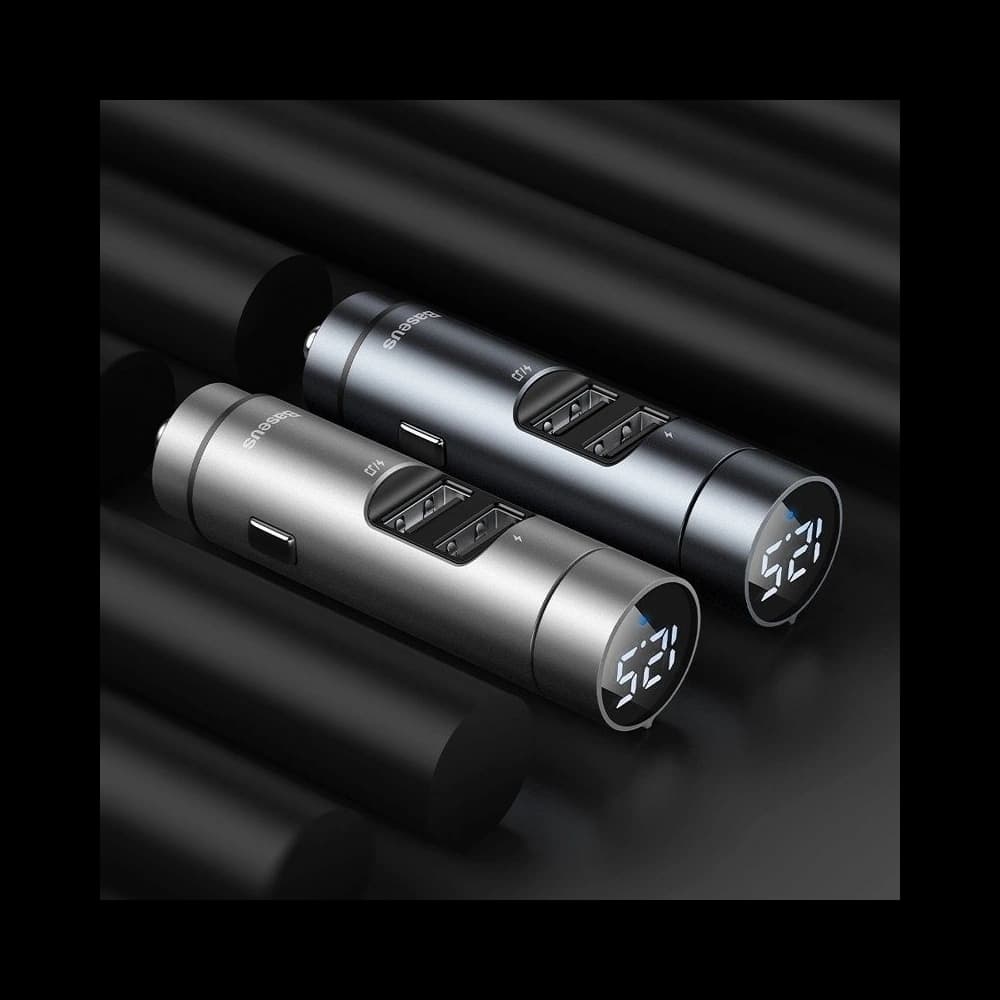 FM adó Baseus Energy oszlop, Bluetooth 5.0, 2x USB, 3.1A (ezüst) - 6