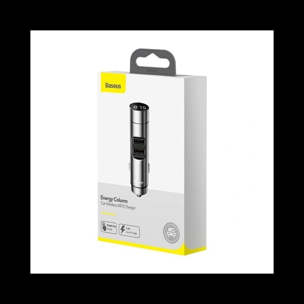 FM adó Baseus Energy oszlop, Bluetooth 5.0, 2x USB, 3.1A (ezüst) - 8