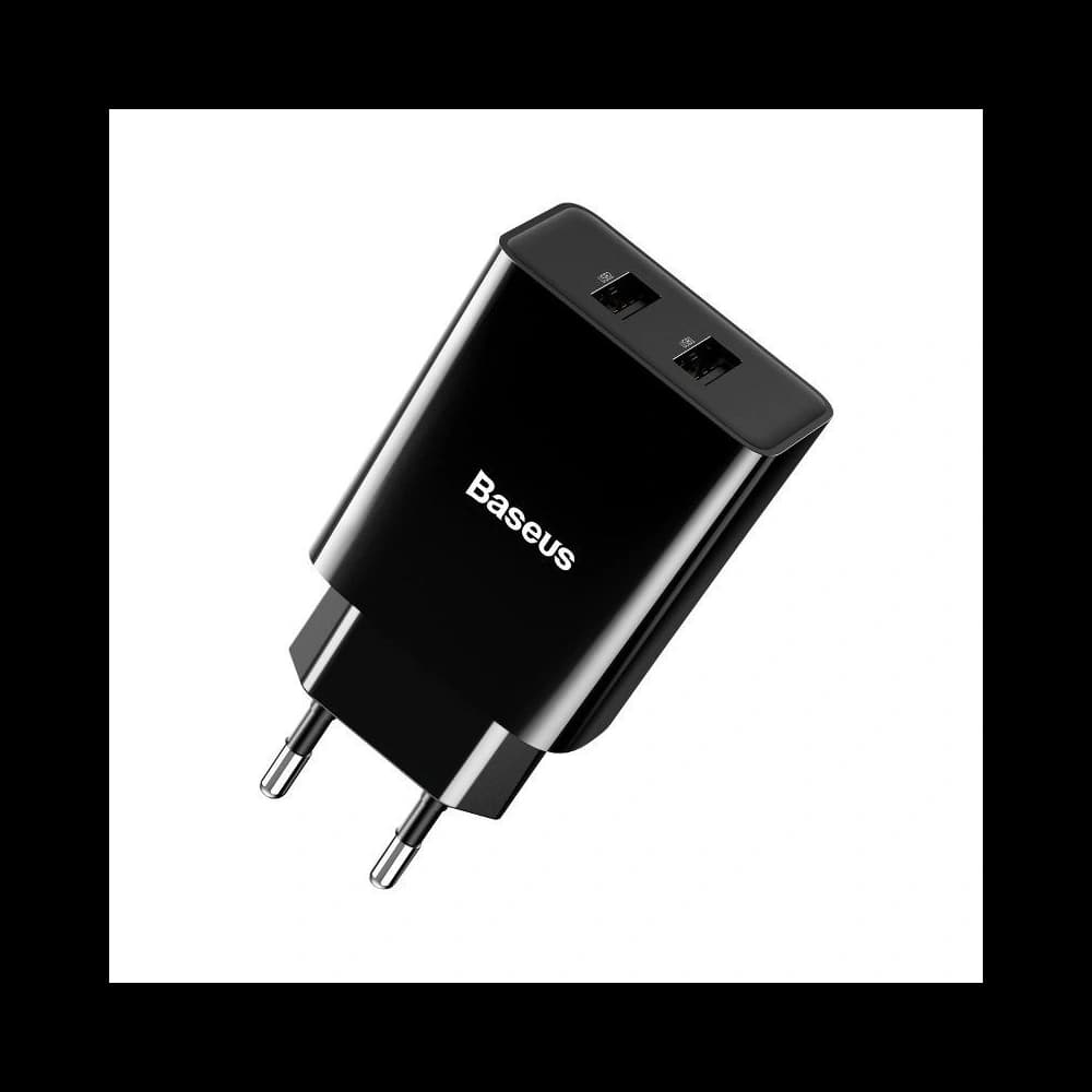 Ładowarka sieciowa Baseus Speed Mini Dual Charger, 2x USB, 2A, 10,5W (czarna) - 1