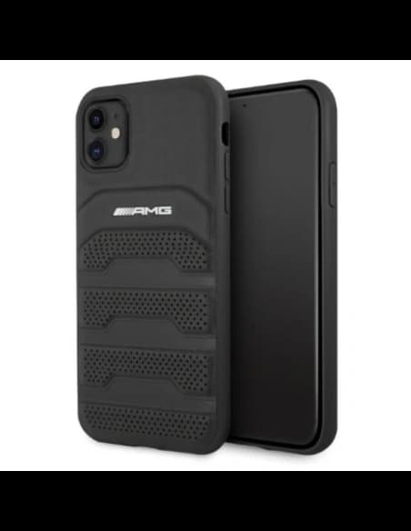 Etui AMG AMHCN61GSEBK Apple iPhone 11 / XR hardcase Leather Debossed Lines černý/black
