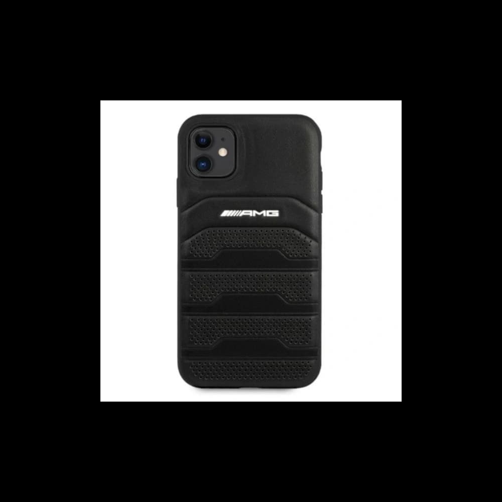 AMG AMHCN61GSEBK Apple iPhone 11 / XR hardcase Leather Debossed Lines black - 3