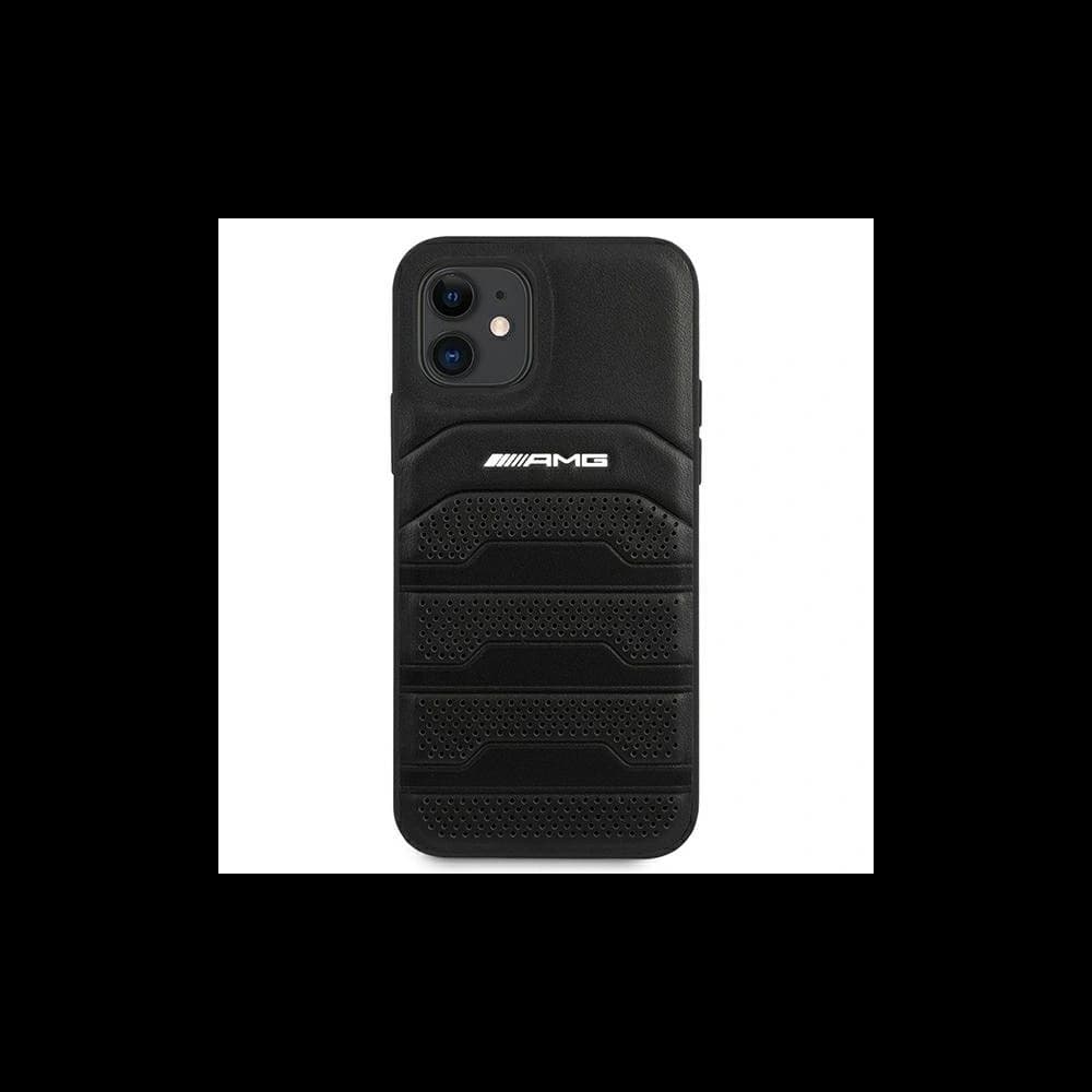 AMG AMHCP12SGSEBK Apple iPhone 12 mini carcasă dură din piele cu linii debossate neagră - 3