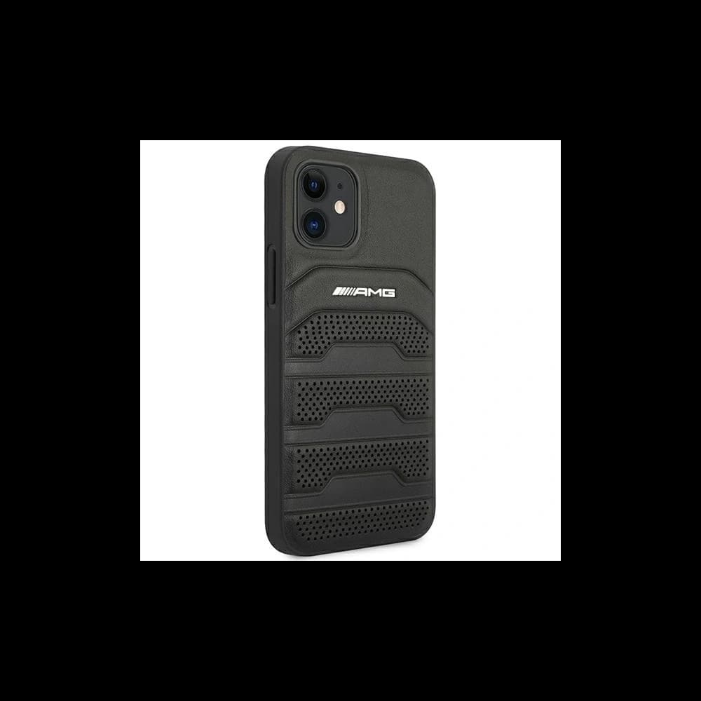 AMG AMHCP12SGSEBK Apple iPhone 12 mini carcasă dură din piele cu linii debossate neagră - 4