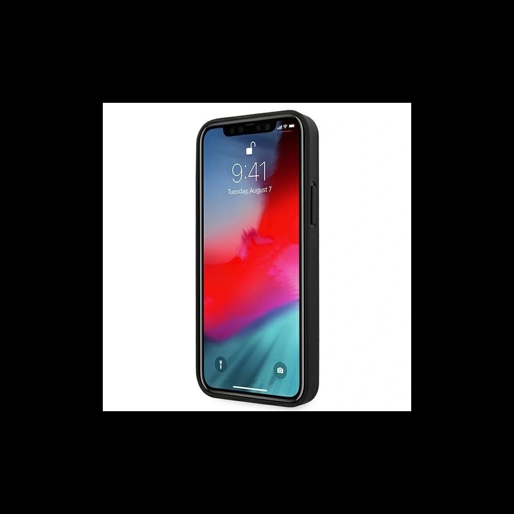 AMG AMHCP12SGSEBK Apple iPhone 12 mini carcasă dură din piele cu linii debossate neagră - 5