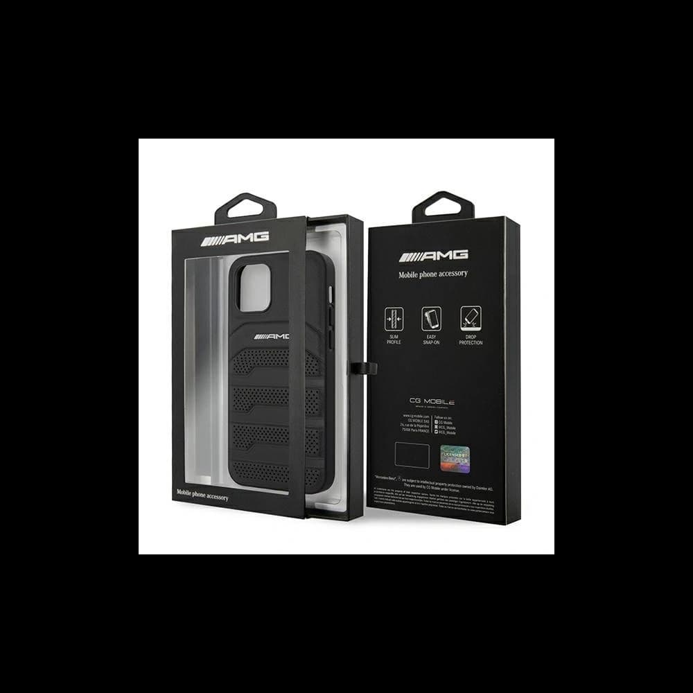 AMG AMHCP12SGSEBK Apple iPhone 12 mini carcasă dură din piele cu linii debossate neagră - 8