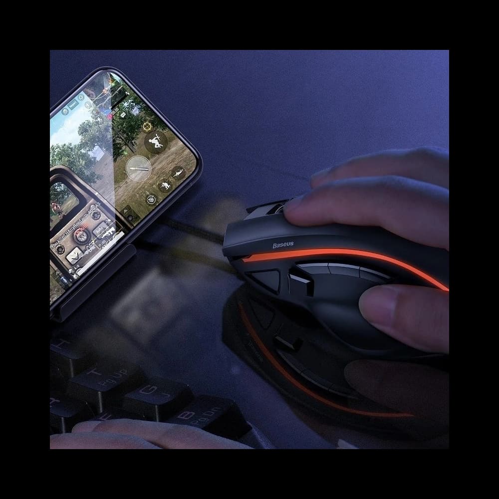 Herní myš Baseus GAMO GM01, 9 programovatelných kláves, 6400DPI (černá) - 6