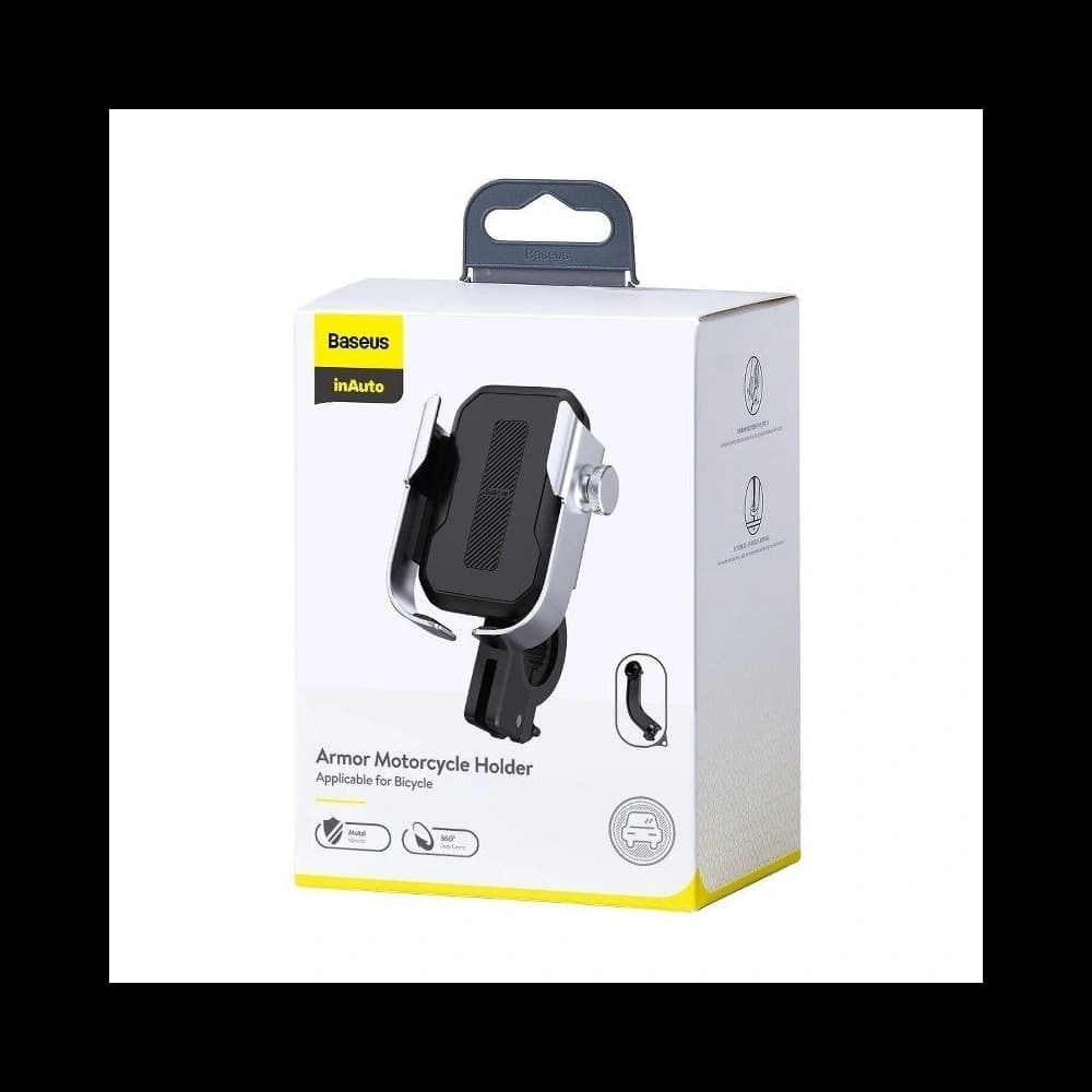 Telefon tartó Baseus Armor motorra / kerékpárra / rollerre / robogóra (ezüst) - 5