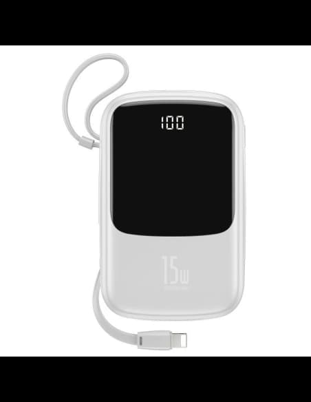 Powerbank Baseus Qpow Lightning kábellel, 10000mAh, 3A, 15W (fehér)