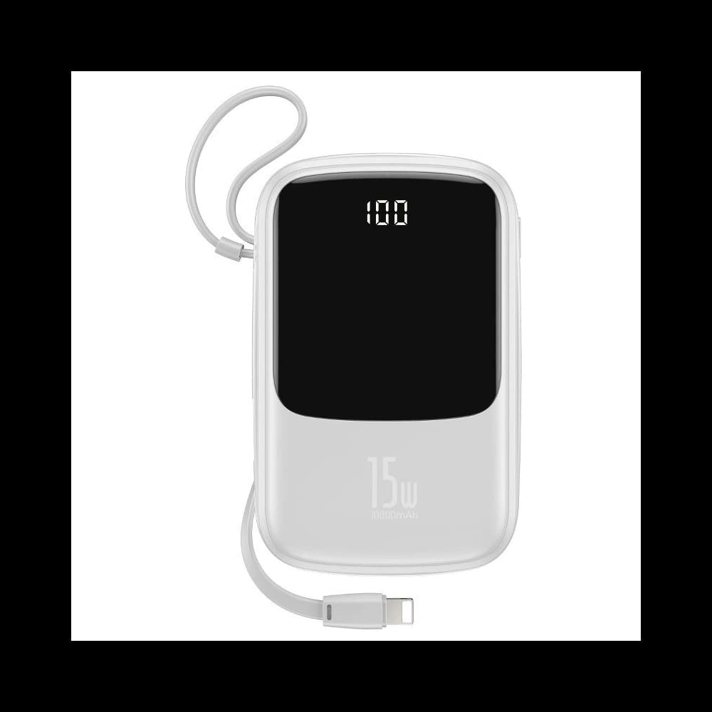 Powerbank Baseus Qpow s kabelem Lightning, 10000mAh, 3A, 15W (bílý) - 1