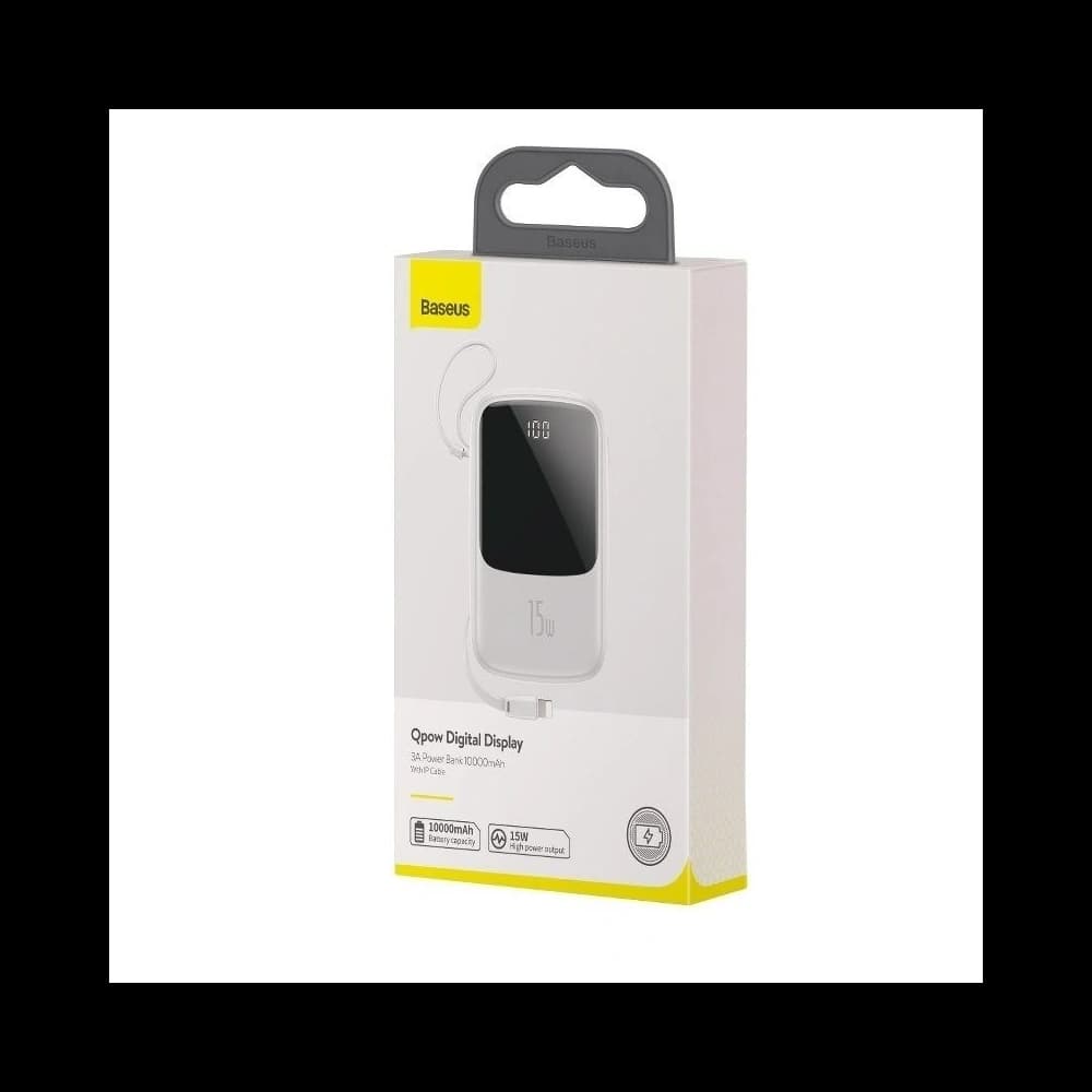Powerbank Baseus Qpow s kabelem Lightning, 10000mAh, 3A, 15W (bílý) - 7