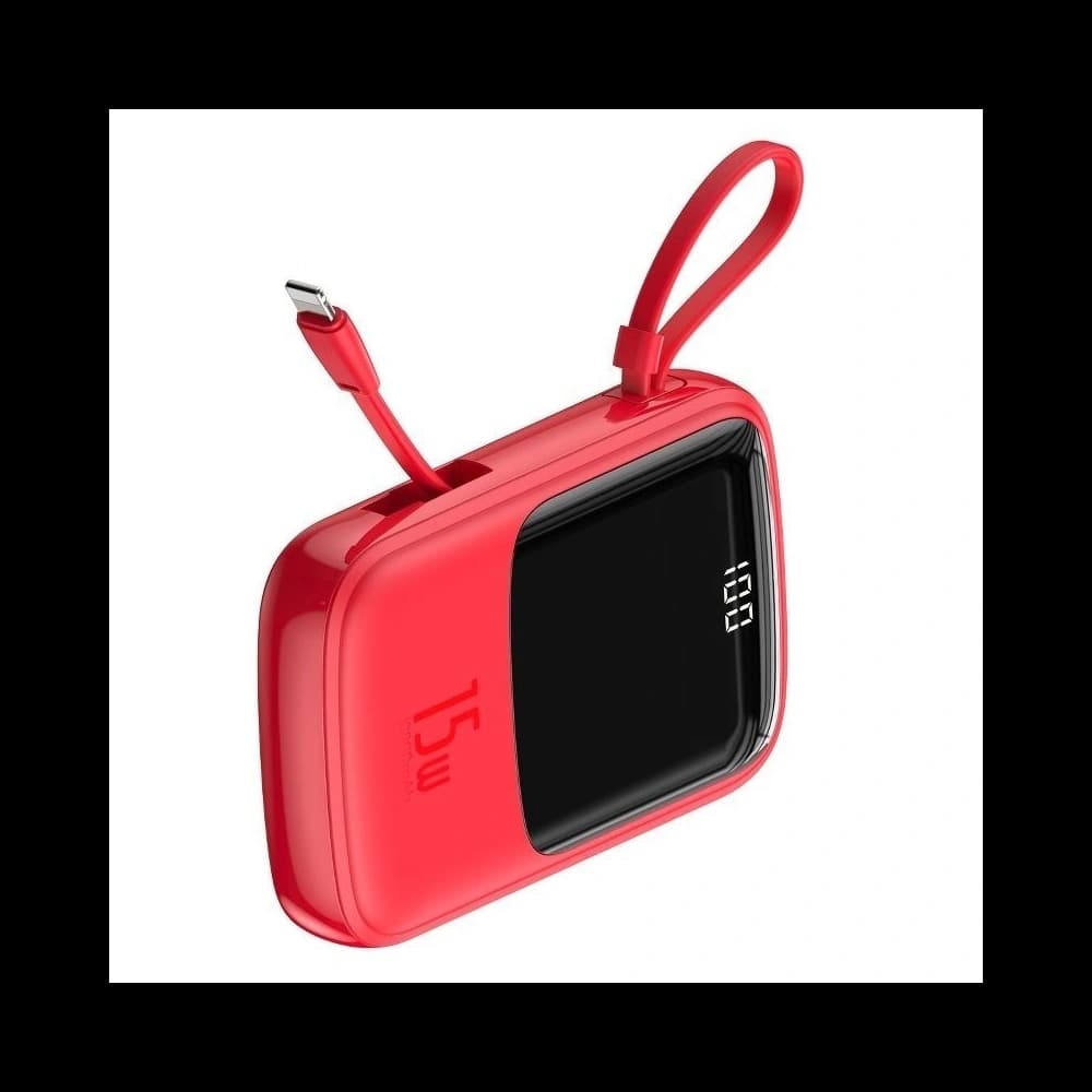 Baseus Q pow Digital Display 3A Powerbank 10000mAh (With IP Cable)Red - 2