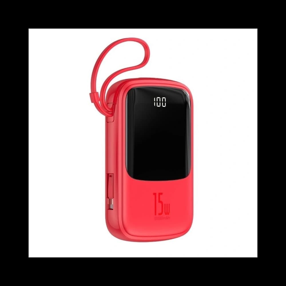 Baseus Q pow Digital Display 3A Powerbank 10000mAh (With IP Cable)Red - 5