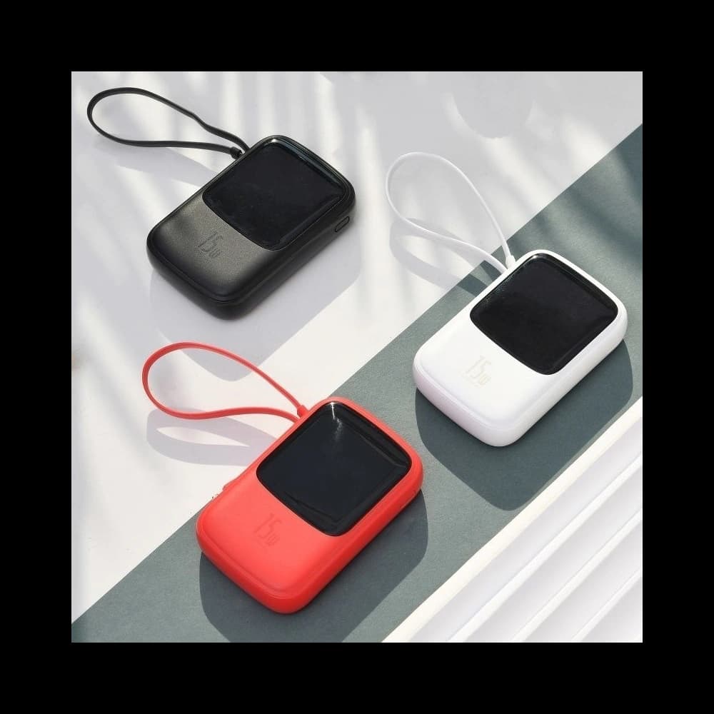 Baseus Q pow Digital Display 3A Powerbank 10000mAh (With IP Cable)Red - 6